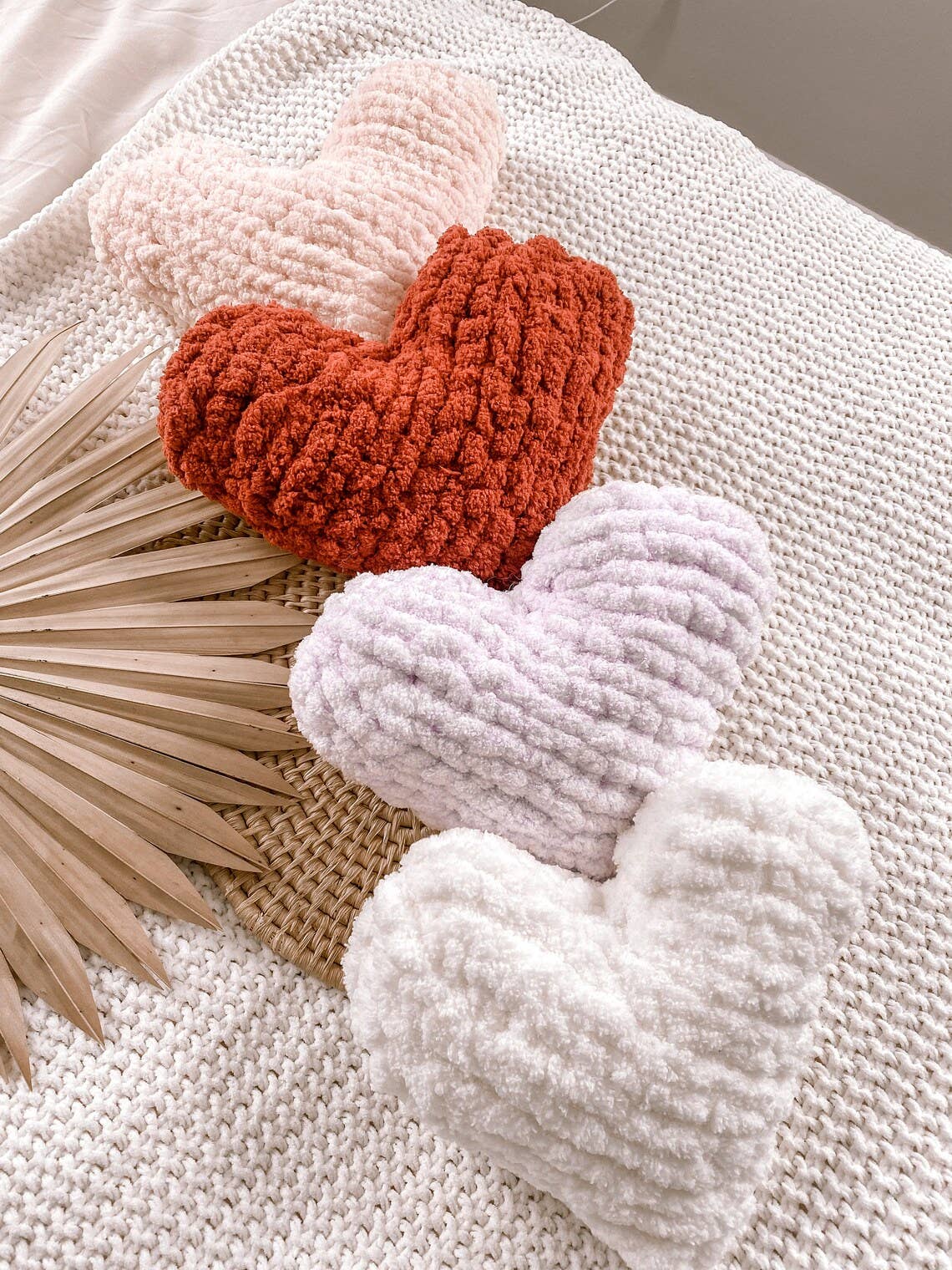 Hand Knitted Heart Pillow | Valentines Decor Gift | Chunky Y: Blush Pink