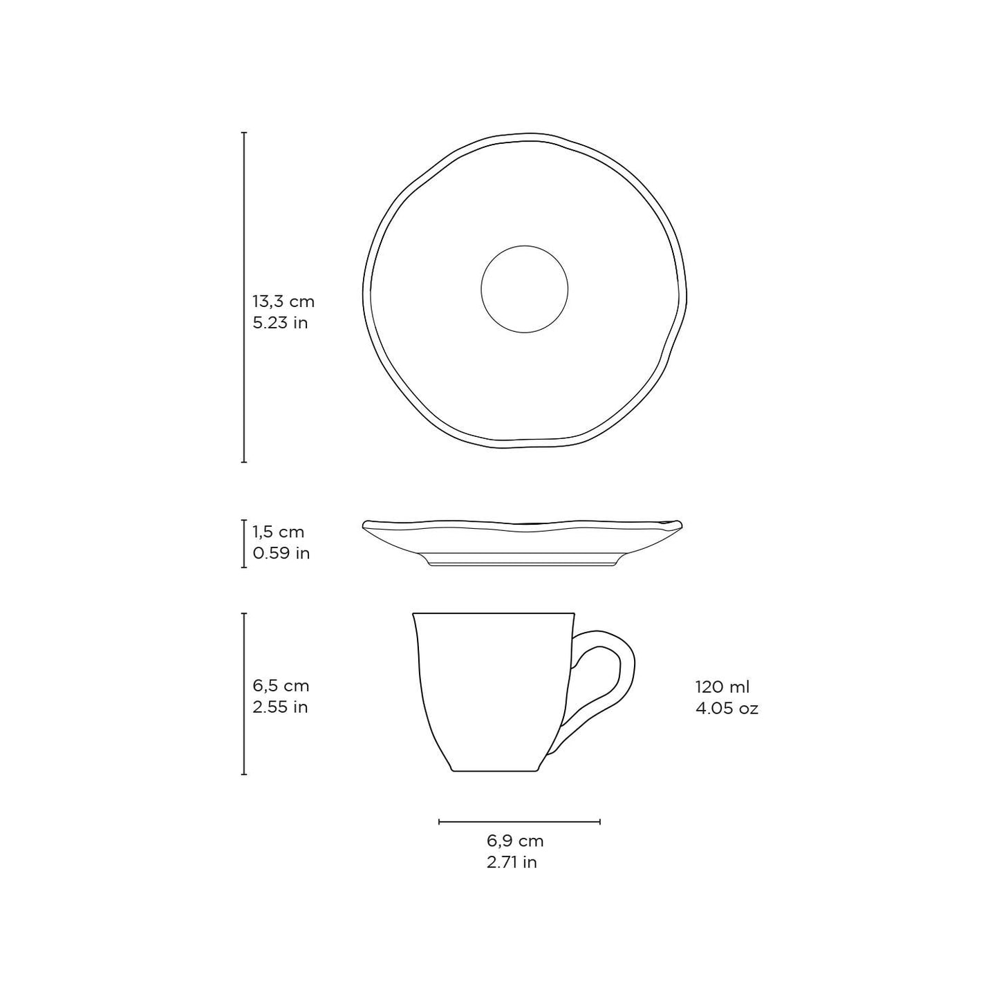 Espresso Coffee Cup & Saucer 4.1 Oz Home Decor, Terracotta: Brown / Stoneware