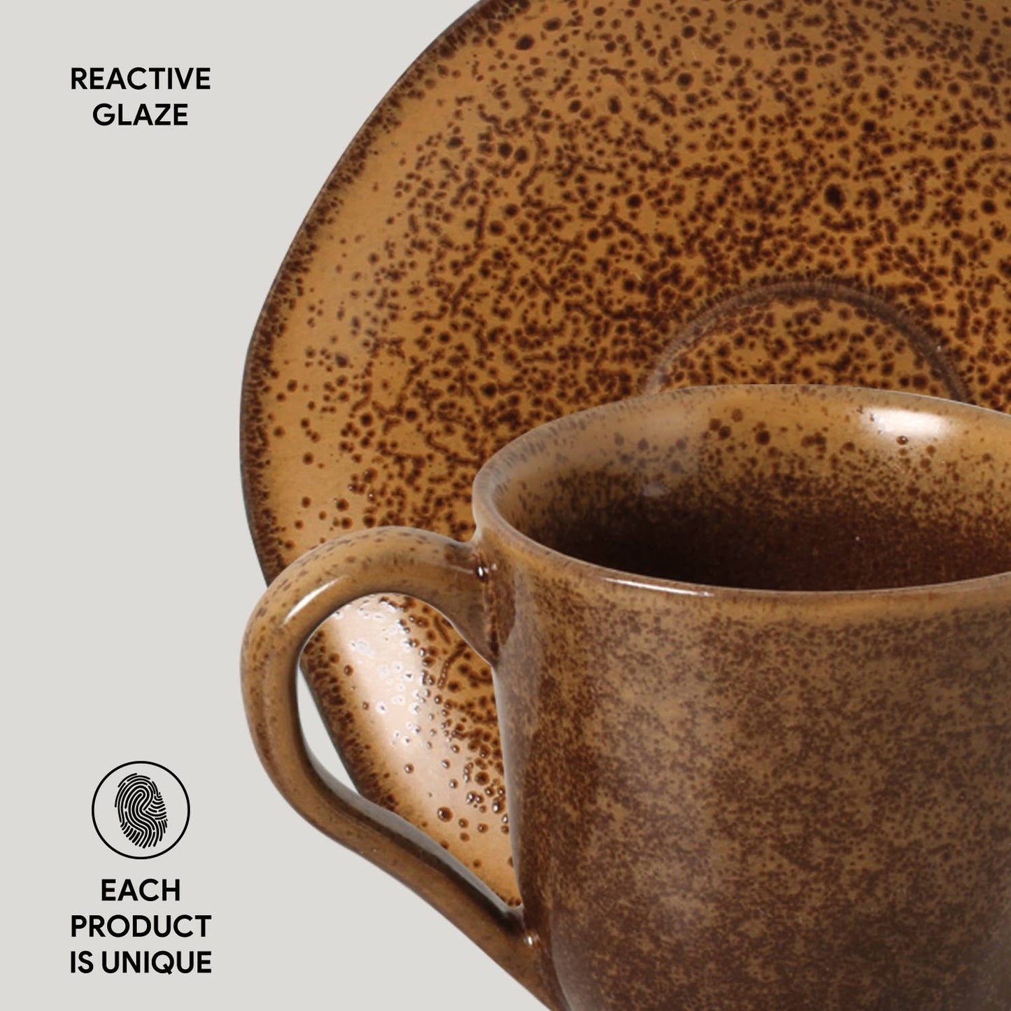 Espresso Coffee Cup & Saucer 4.1 Oz Home Decor, Dijon: Brown / Stoneware
