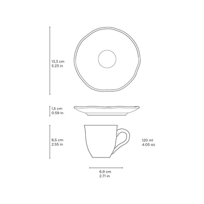Espresso Coffee Cup & Saucer 4.1 Oz Home Decor, Dijon: Brown / Stoneware