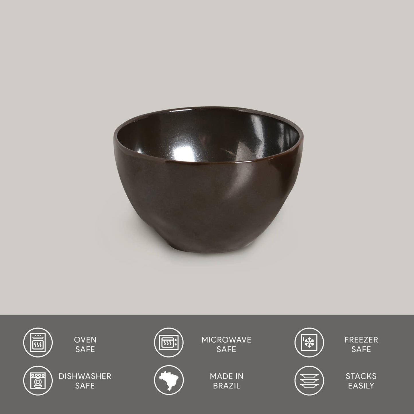 Soup Bowl 18.9 Oz Ceramic Home Decor, Metallica: Silver / Stoneware