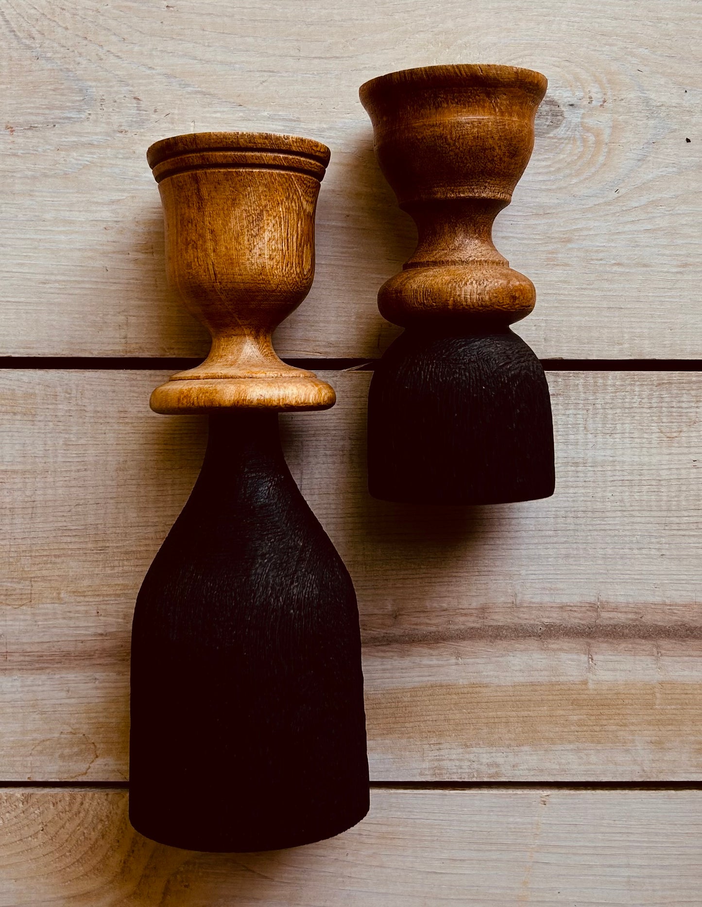 Wood Taper Candle Holders (set)