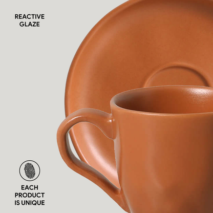Espresso Coffee Cup & Saucer 4.1 Oz Home Decor, Terracotta: Brown / Stoneware